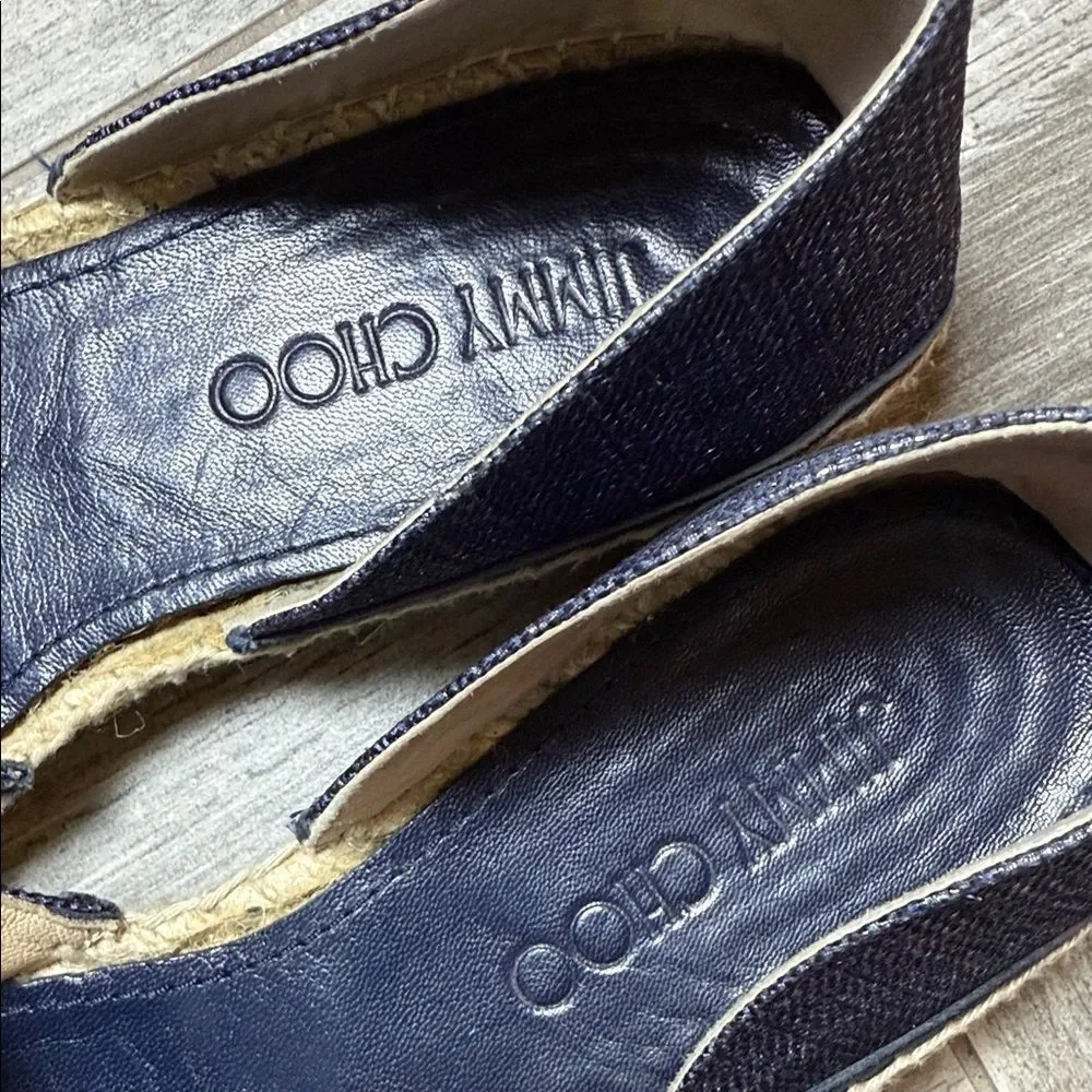 Jimmy Choo Dark Blue Espadrilles with Stud Accents Size 37 6.5 US